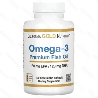 California Gold Nutrition Omega-3 Premium, рыбий жир, 100 мягких капсул из рыбьего желатина