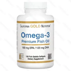 California Gold Nutrition Omega-3 Premium, рыбий жир, 100 мягких капсул из рыбьего желатина