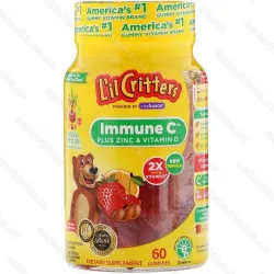 L’il Critters Immune C, витамины C и D3 с цинком для детей, 60 мармеладок