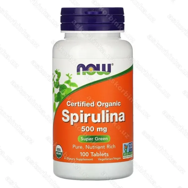 NOW Foods Organic Spirulina, органическая спирулина 500 мг, 100 таблеток