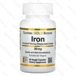 California Gold Nutrition Ferrochel, бисглицинат железа 36 мг, 90 растительных капсул