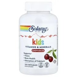 Solaray Kids Vitamins & Minerals, витамины для детей с железом, чёрная вишня, 120 жевательных таблеток