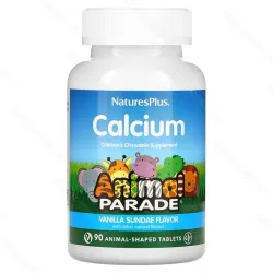 NaturesPlus Animal Parade Calcium, кальций для детей, без сахара, ваниль, 90 таблеток