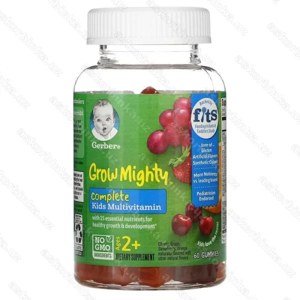 Gerber Grow Mighty, мультивитамины для детей от 2 лет, 60 мармеладок