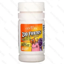 21st Century Zoo Friends Extra C, детские мультивитамины, апельсин, 60 таблеток