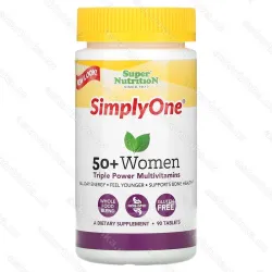 Super Nutrition SimplyOne 50+ Women, мультивитамины для женщин 50+, без железа, 90 таблеток
