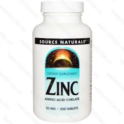 Source Naturals Zinc, хелат цинка 50 мг с медью, 250 таблеток