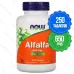 NOW Foods Alfalfa, люцерна 650 мг, 250 таблеток