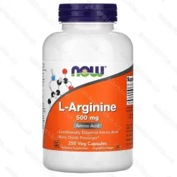 NOW Foods L-Arginine, L-аргинин 500 мг, 250 растительных капсул