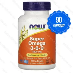 NOW Foods Super Omega 3-6-9, комплекс масел 1200 мг, 90 мягких капсул