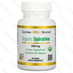 California Gold Nutrition Organic Spirulina, органическая спирулина 500 мг, 60 таблеток