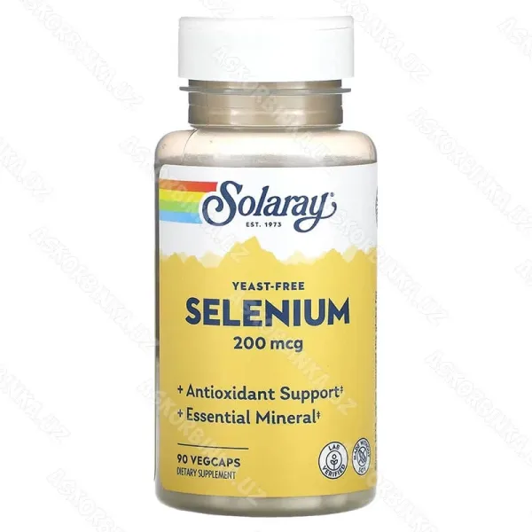 Selenium Solaray, cелен (L-селенометионин), 200 мкг, 90 растительных капсул