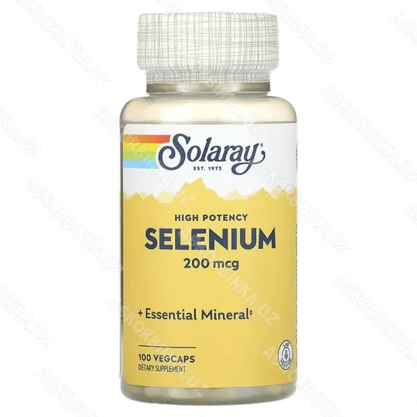Selenium Solaray, cелен, 200 мкг, 100 вегетарианских капсул