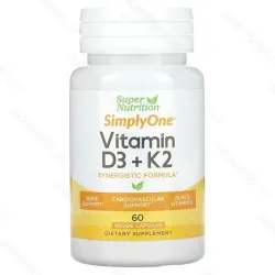 Витамины D3 и К2, Super Nutrition, 60 растительных капсул