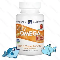 Daily Omega Kids, Омега-3 со вкусом натуральных фруктов, 30 капсул