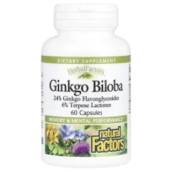 Ginkgo Biloba, Natural Factors, гинкго билоба, 60 капсул