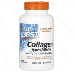 Kоллаген типа 1 и 3 с Peptan и витамином C, 1000 мг, Doctors Best, 180 таблеток