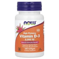 D3 Now Foods, витамин Д3, 50 мкг (2000 МЕ), 240 капсул