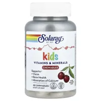 Solaray Kids Vitamins & Minerals, витамины для детей с железом, чёрная вишня, 60 жевательных таблеток