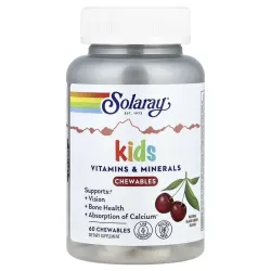 Solaray Kids Vitamins & Minerals, витамины для детей с железом, чёрная вишня, 60 жевательных таблеток
