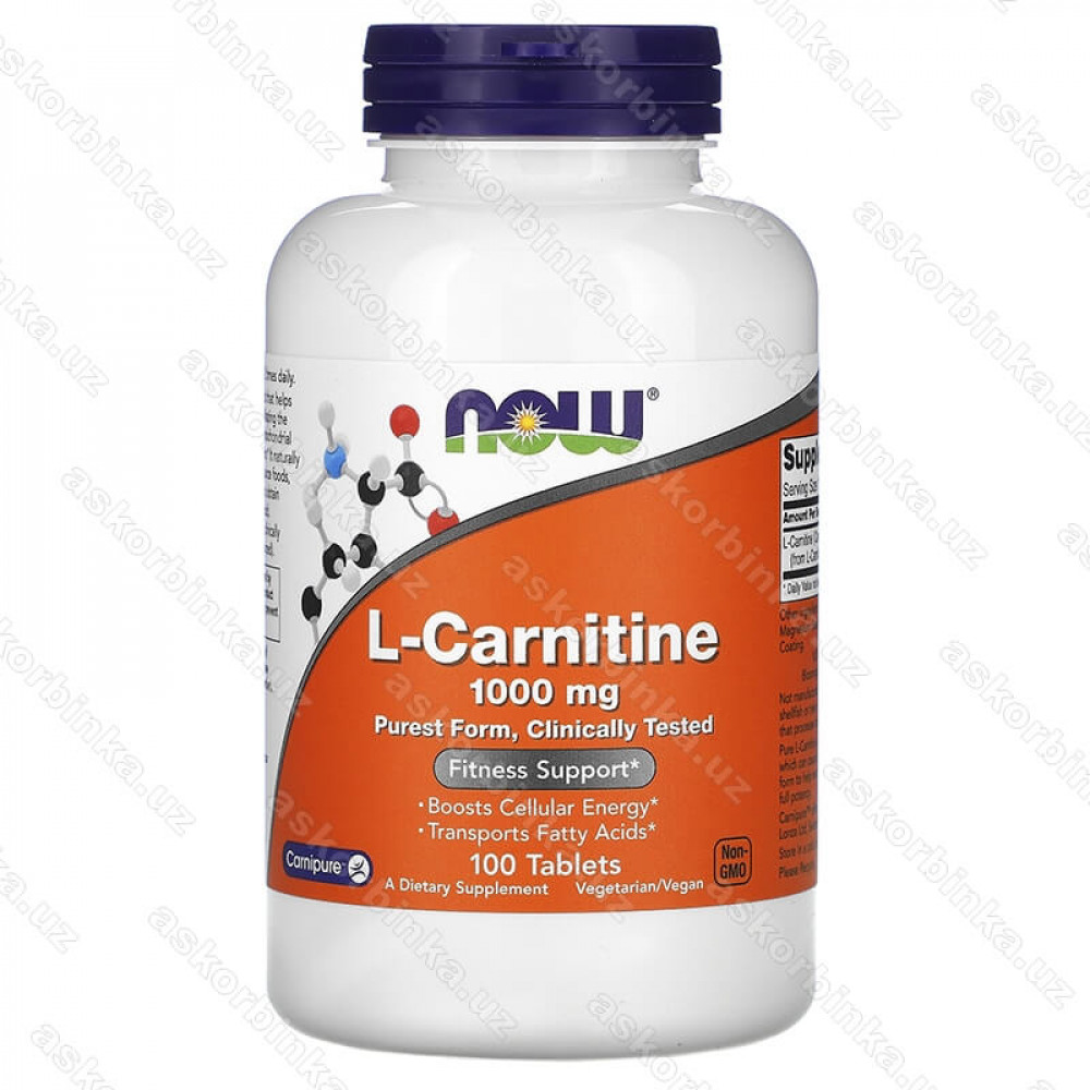 L-Carnitine Now Foods, L-карнитин, 1000 мг, 100 таблеток
