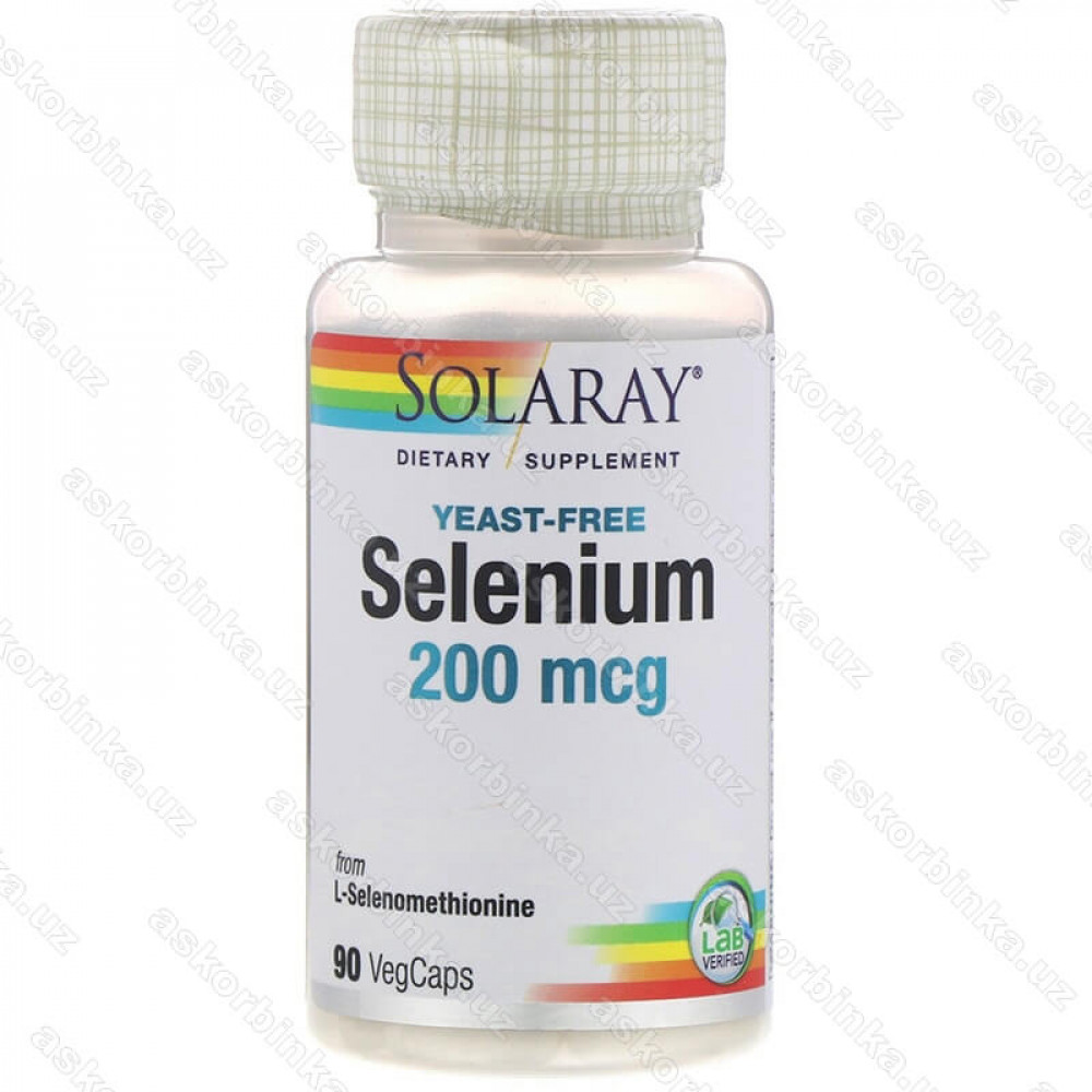 Selenium Solaray, cелен, 200 мкг, 90 растительных капсул