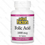 Foliс akid, Natural Factors, фолиевая кислота, 1000 мкг, 90 таблеток