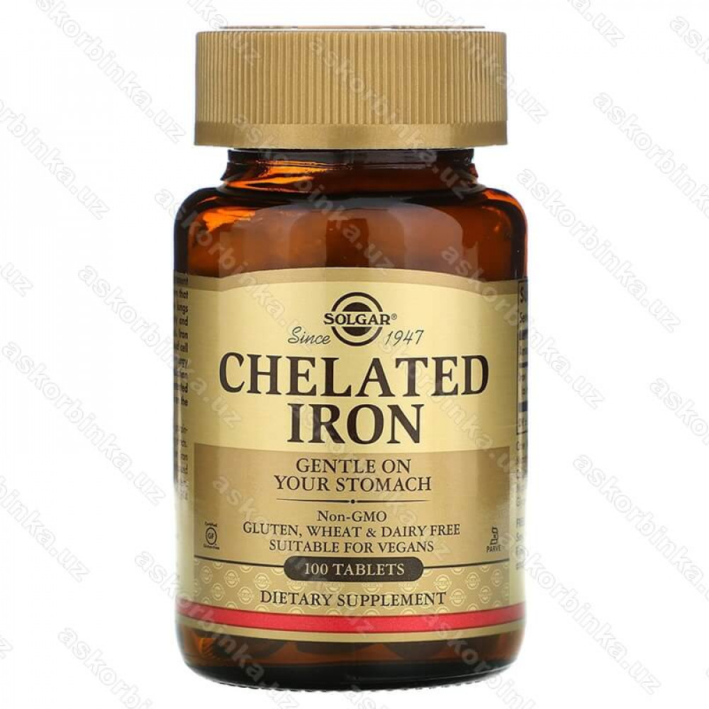 Chelated iron Solgar, хелатное железо, 100 таблеток