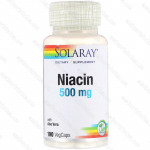 Niacin Solaray, ниацин, 500 мг, 100 капсул