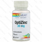 OptiZinc Solaray, цинк 30 мг с витамином B6 20 мг, 60 растительных капсул