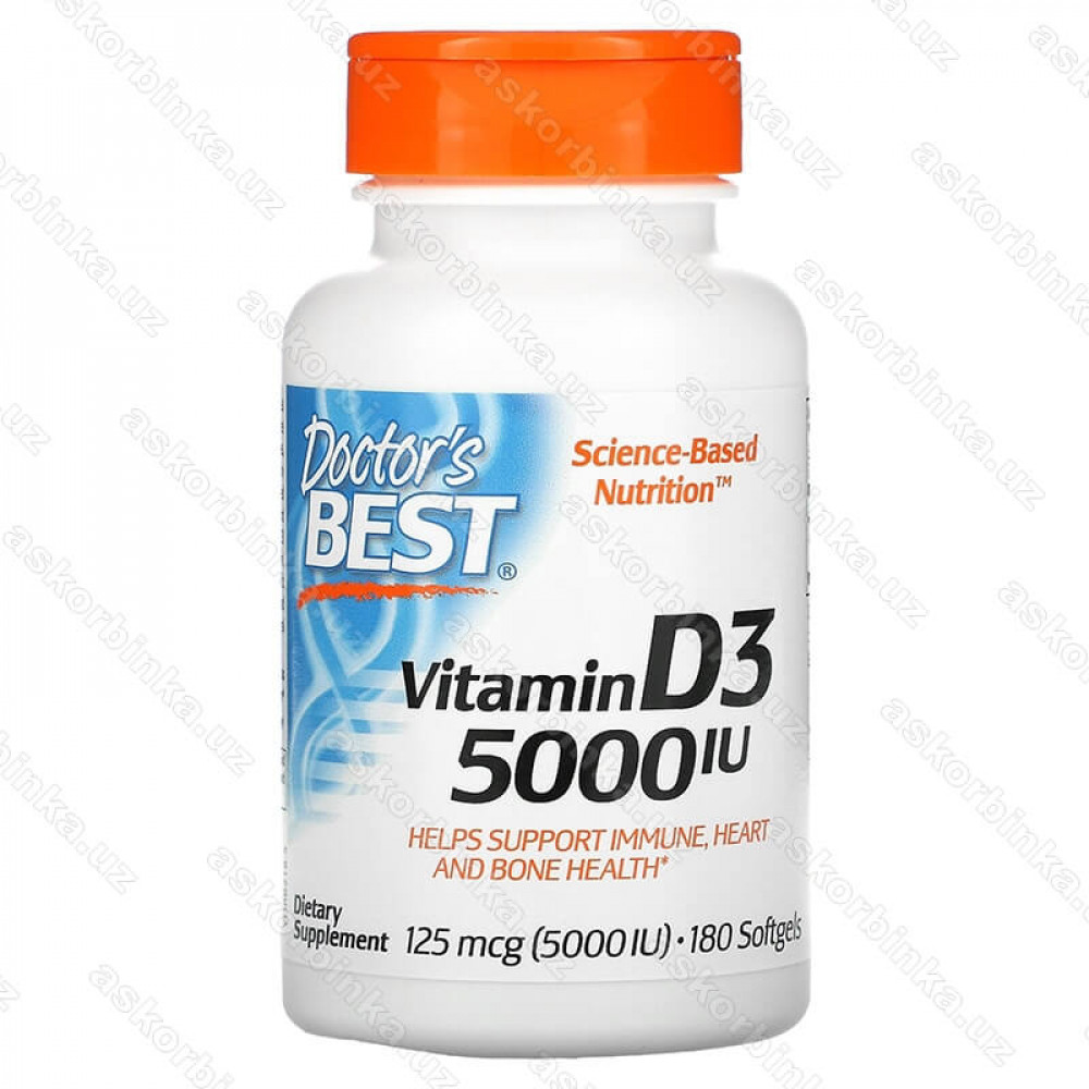 Витамин D3 Doctors Best, 125 мкг 5000 МЕ, 180 капсул