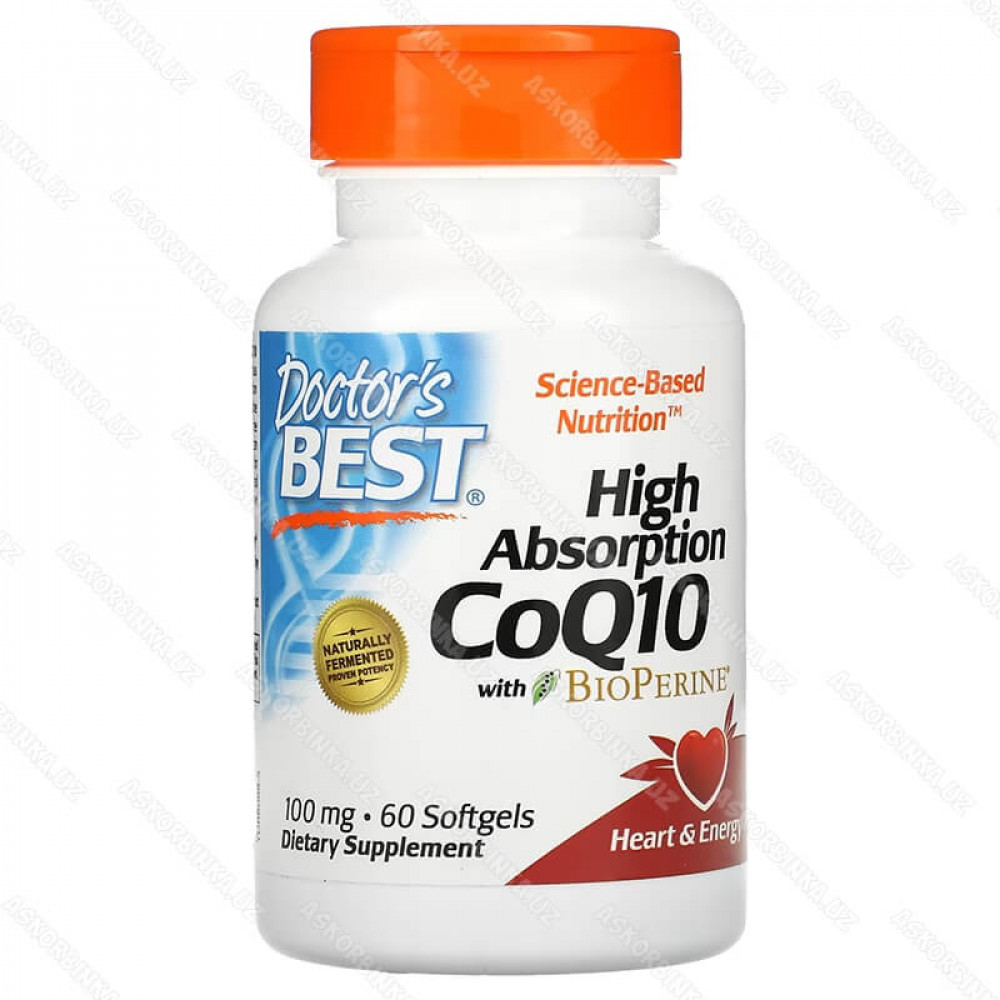 CoQ10 с высокой степенью усвоения с BioPerine, 100 мг, 60 мягких таблеток