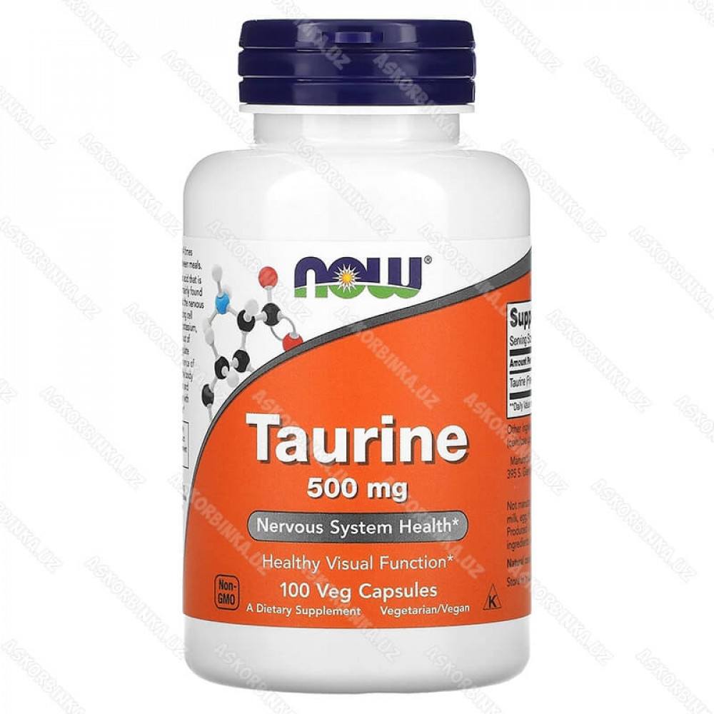 Taurine Now Foods, таурин, 500 мг, 100 растительных капсул