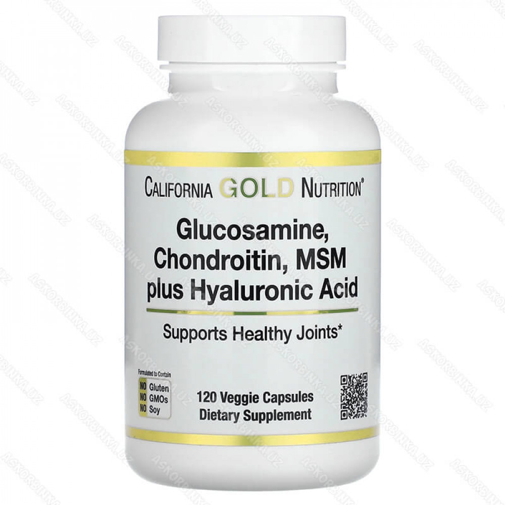 Глюкозамин, хондроитин и МСМ с гиалуроновой кислотой, 120 растительных капсул