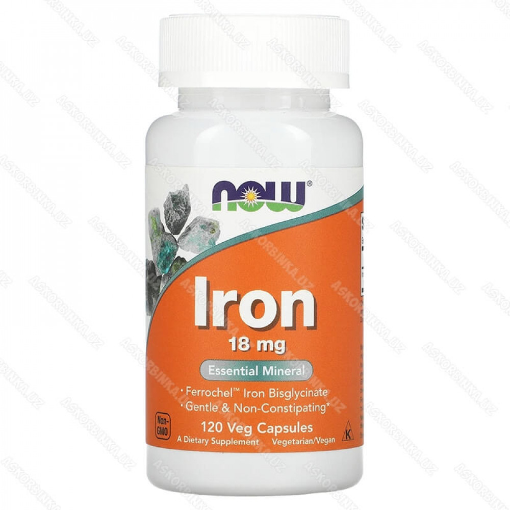 Iron, железо, 18 мг, 120 растительных капсул