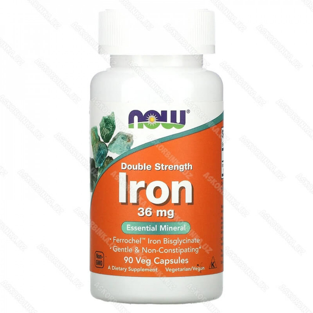 Iron 36 мг, железо двойной концентрации, 90 растительных капсул