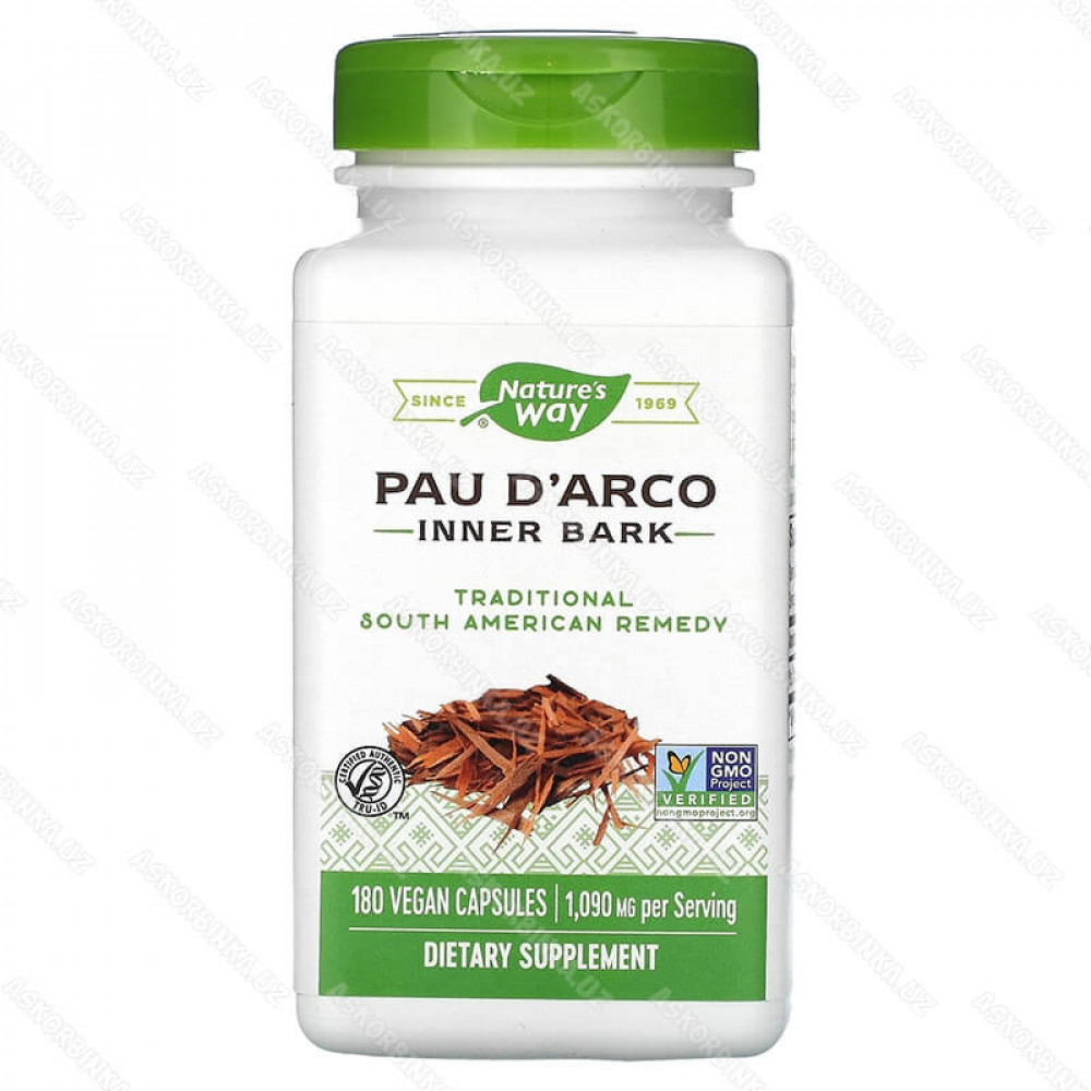 Pau D'arco, кора муравьиного дерева, 545 мг, 180 веганских капсул