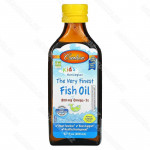 Fish oil Carlson, норвежская серия для детей, рыбий жир с натуральным лимонным вкусом, 800 мг, 200 мл