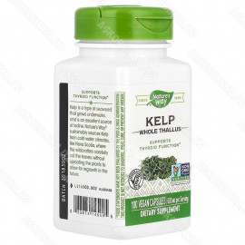 Kelp, йод Natures Way, бурые водоросли, 600 мг, 100 веганских капсул