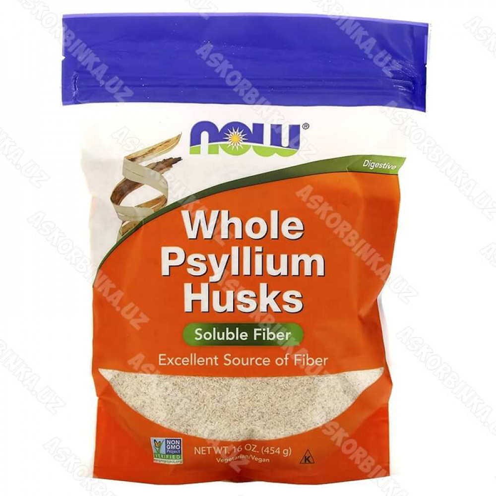 Whole psyllium husks, Now Foods, цельная оболочка семян подорожника, 454 гр