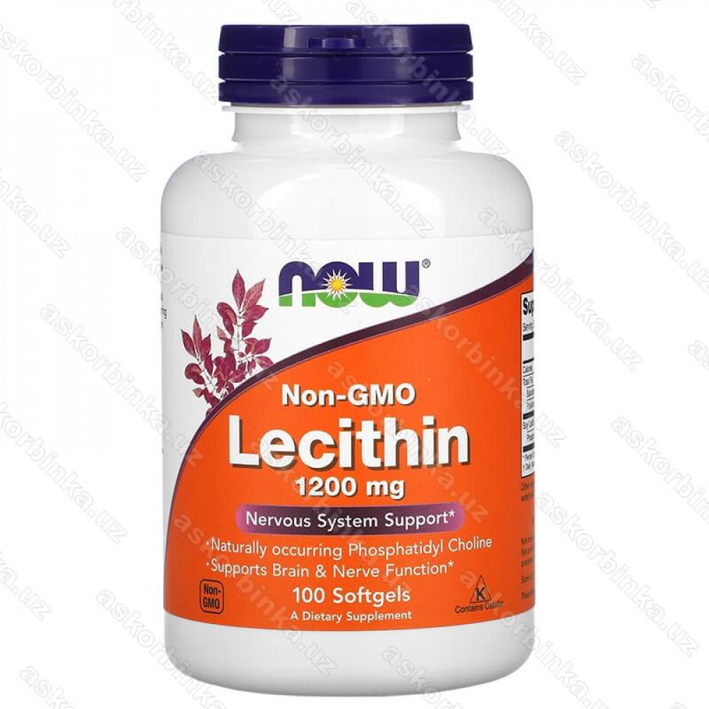 Lecithin Now Foods, лецитин соевый, 1200 мг, 100 мягких таблеток