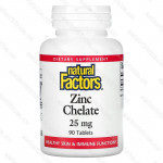 Zinc Chelate, Natural Factors, хелат цинка, 25 мг, 90 таблеток