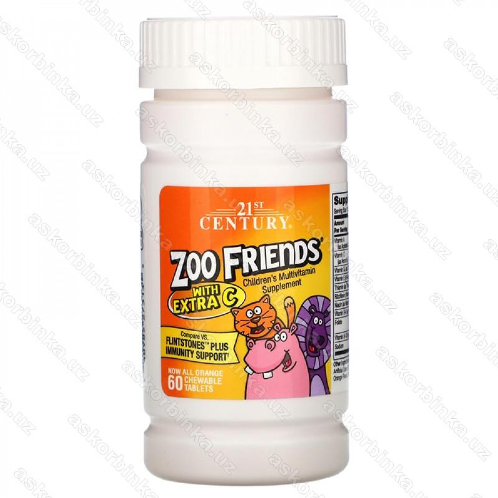 Zoo Friends с добавлением витамина C, апельсин, 60 жевательных таблеток