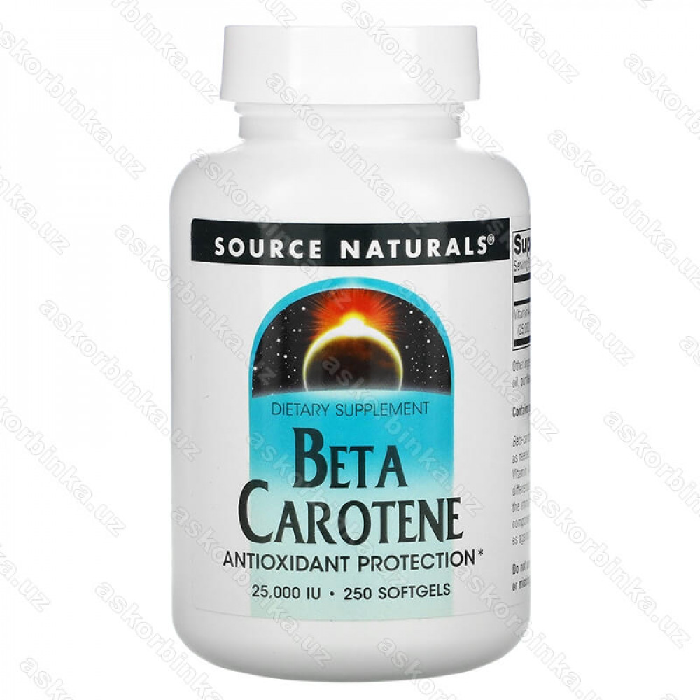 Beta-Carotene, Source Naturals, бета-каротин, 25000 МЕ, 250 мягких таблеток