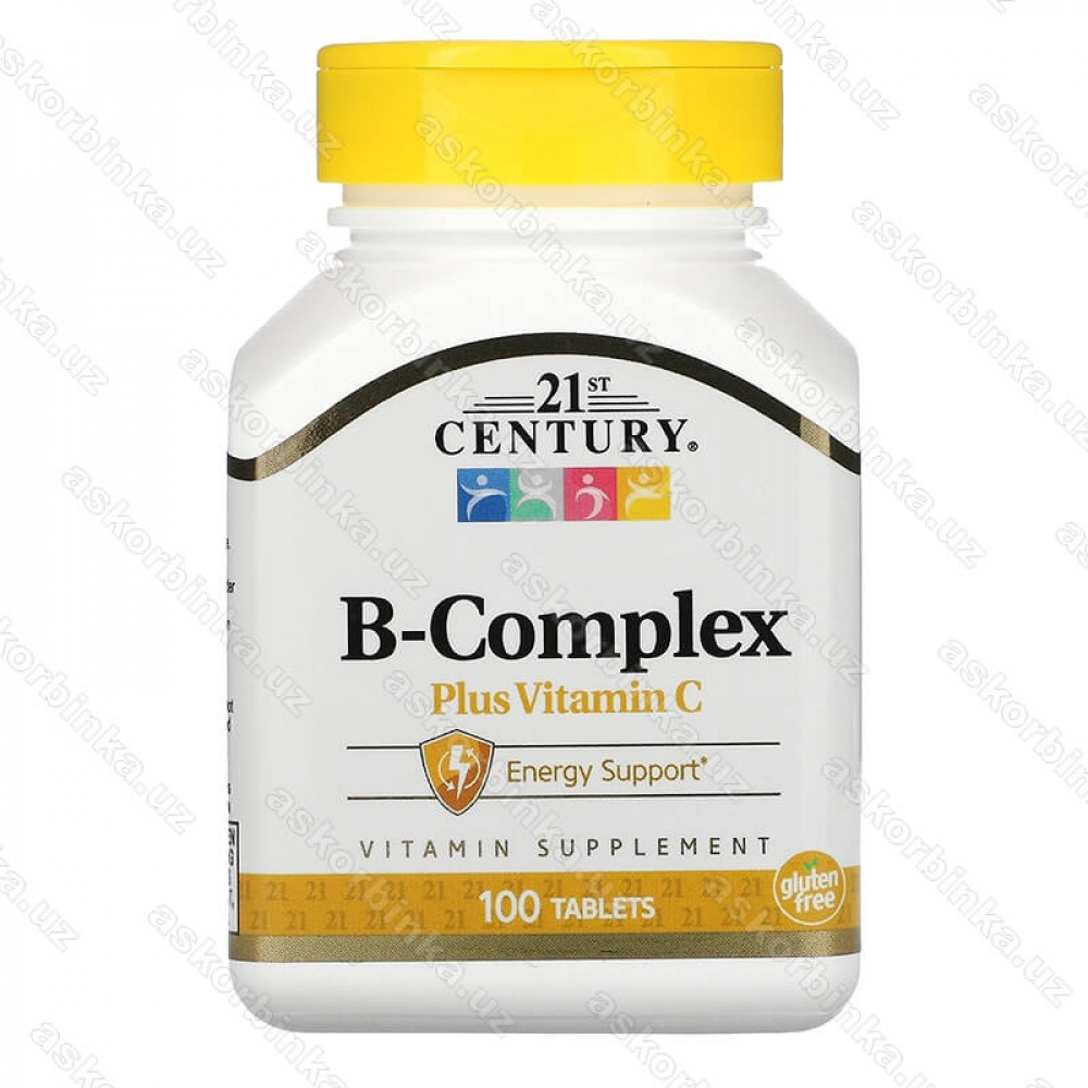 B-Complex, 21st Century, комплекс витаминов группы B с витамином C, 100 таблеток